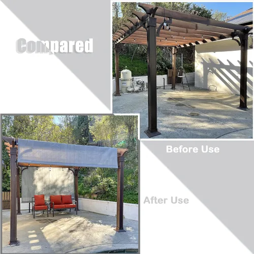 Vista 4 de Alion Home Toldo universal transpirable para pérgola – Toldo de repuesto para pérgola – Cubierta de sombra ajustable para exteriores con varillas
