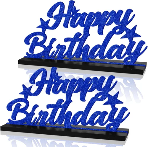Vista 13 de Letrero de Feliz Cumpleaños con Letras Negras con Purpurina Centros de Mesa para Mesa Suministros de Fiesta de Cumpleaños Decoración de Favor
