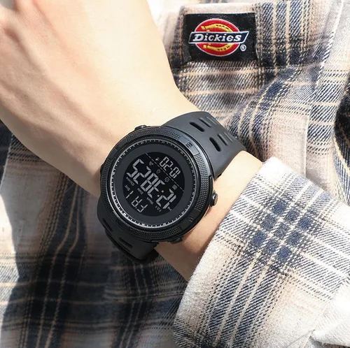 Vista 7 de Tonnier - Reloj deportivo para hombre, multifuncional, digital, pantalla LED, militar, doble hora, luz trasera, cronómetro e impermeable con correa