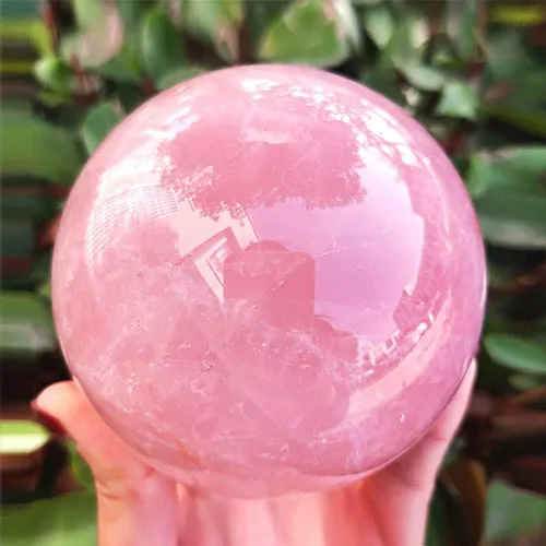 Vista 3 de Esfera de bola curativa de cristal mágico de cuarzo rosa natural de 3.54 pulgadas + base (3.54 pulgadas)
