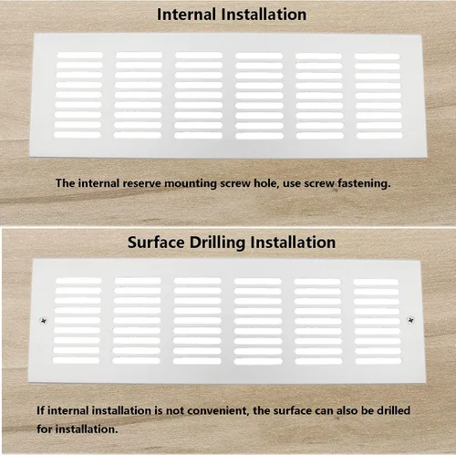 Vista 6 de 2 PCS Rejilla de Ventilación, TTZEZE Rejilla de Ventilación de Aleación de Aluminio Resistente Rectangular de Metal con Listones Cubierta