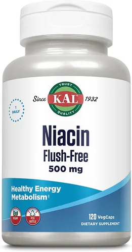 Vista 8 de KAL Niacin 500mg Flush Free - Suplemento de vitamina B3 - Metabolismo y apoyo energético - Apoyo a la piel, nervios, salud digestiva y circulación