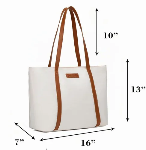 Vista 7 de BUG Lightweight Women Laptop Tote Bag for Work, Casual Handbag for Travel Beach College Teacher Beige