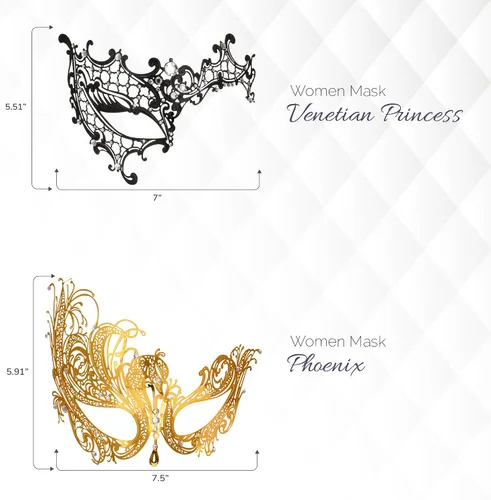 Vista 23 de Masquerade Mask for Couples Women and Men - 3 Pack Venetian Gold and Black Lace, Mardi Gras Mask
