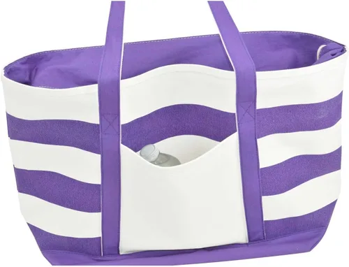 Vista 4 de Dalix - Bolsa de lona de algodón para barco, diseño de rayas, color negro, rojo, rosa, azul marino, morado