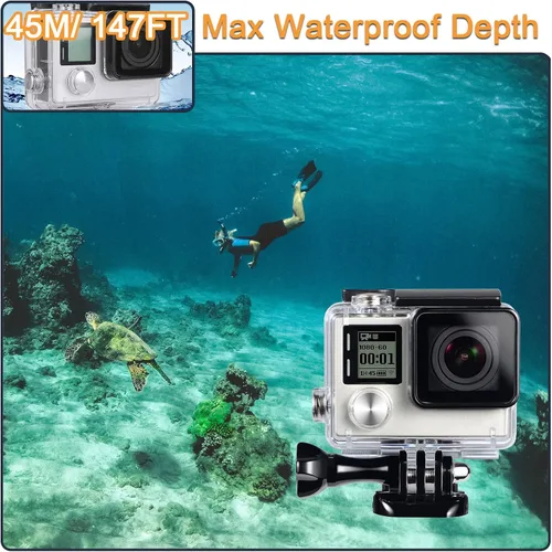 Vista 3 de Carcasa impermeable para GoPro Hero 4 3 Plus, carcasa protectora de buceo subacuático con soporte para Go Pro Hero4 3+ Kit de accesorios de cámara