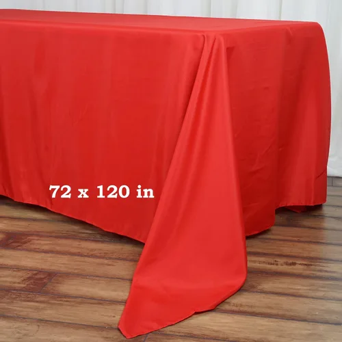 Vista 2 de Tableclothsfactory Manteles rectangulares de poliéster rojo de 72 x 120 pulgadas.