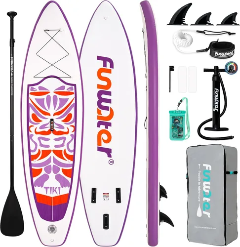 Vista 23 de FunWater Inflatable Stand Up Paddle Board with Beginners SUP Accessories 10'6'' SUP,Anti-Slip EVA Deck,200-450lbs Capacity/Big Fin，Inflatable