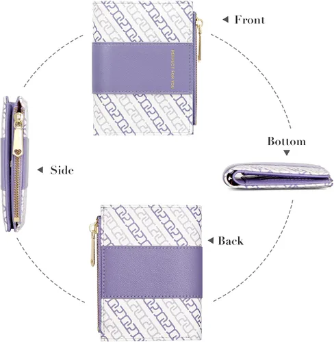 Vista 5 de OIDERY Cartera pequeña con tarjetero para mujer, billetera compacta plegable con ventana de identificación, cartera para mujer con cremallera