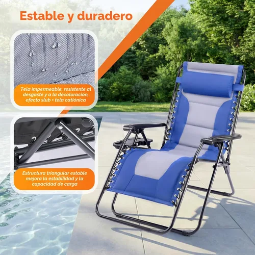 Vista 6 de Sweetcrispy Sillones acolchados de gran tamaño de gravedad cero azul-gris