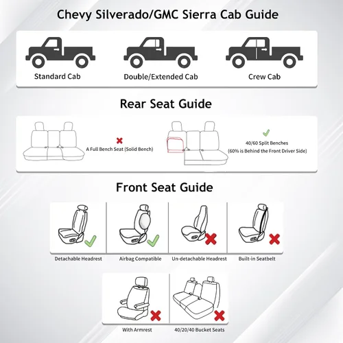 Vista 9 de Huidasource Fundas de asiento para Chevy Silverado, fundas de asiento GMC Sierra 2007-2013 y 2019-2026 1500, 2020-2026 2500HD 3500HD 2000HD doble