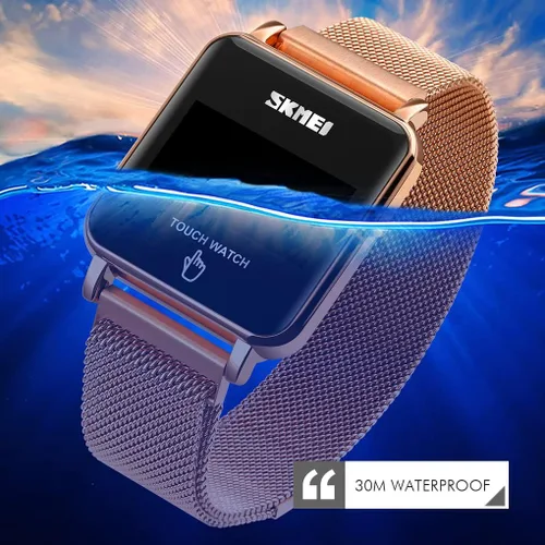 Vista 6 de Gosasa Pantalla táctil Pantalla LED Relojes digitales Marca de moda Acero inoxidable Full Steel Impermeable Relojes de pulsera Hombre1589 (oro rosa)