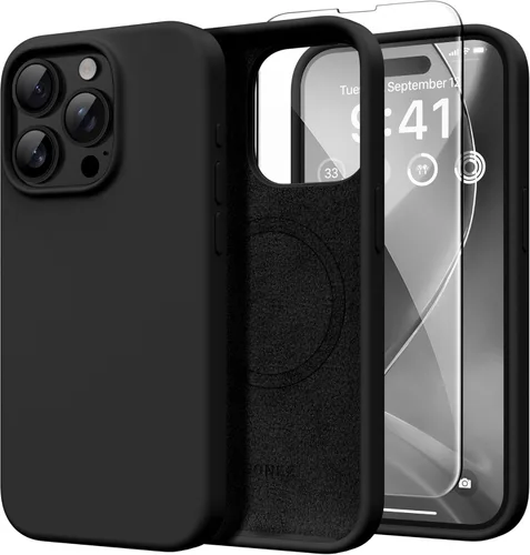 Vista 32 de GONEZ Funda magnética para iPhone 14, compatible con Magsafe, con protector de pantalla + protector de cámara, forro de microfibra antiarañazos