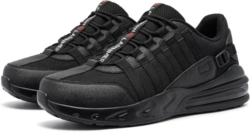 Vista 4 de LARNMERN Zapatos de trabajo antideslizantes para hombre, zapatos deportivos con amortiguación de aire, zapatos para restaurante Trabajo, casual