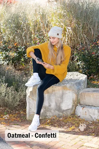 Vista 5 de Gorro Funky Junque exclusivo para mujer, gorro holgado de gran tamaño, gorro cálido de punto acanalado