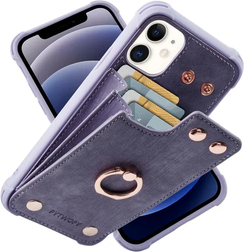 Vista 26 de Funda tipo cartera compatible con iPhone XR/10R con tarjetero de crédito, funda protectora de cuero a prueba de golpes compatible con anillo