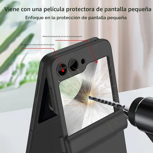 Vista 4 de STORMTAL Funda protectora delgada para Samsung Galaxy Z Flip 5, protección de bisagra, protector de pantalla integrado, carga inalámbrica, a prueba
