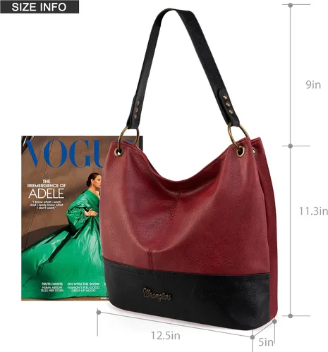Vista 36 de Wrangler Hobo - Bolsas para mujer de cuero vegano con asa superior, bolsos de hombro y bolsos