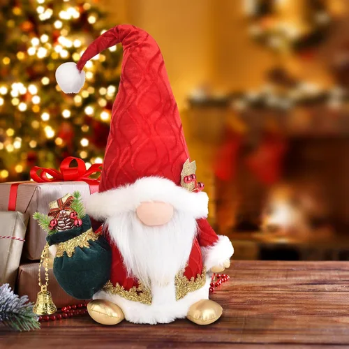 Vista 3 de Decoraciones navideñas de gnomo artesanal – Figura de Gonk nórdico de gran tamaño de 18 pulgadas, bonita decoración escandinava del enano Tomte