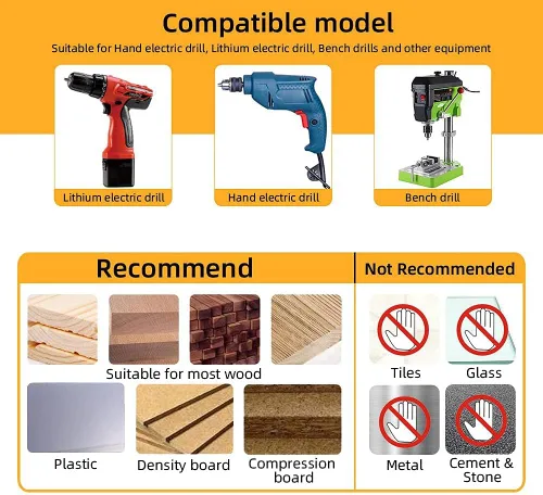 Vista 7 de Juego de brocas avellanadas para taladro de madera, brocas de trabajo para madera, cortador de tornillos de madera, ajustables con llave hexagonal