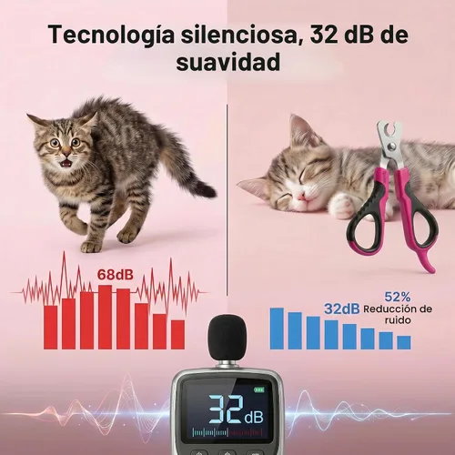 Vista 5 de Tpotato Cortauñas para gatos con lima de uñas, recortador de uñas de gato de acero inoxidable para gatos de interior, cortaúñas profesional