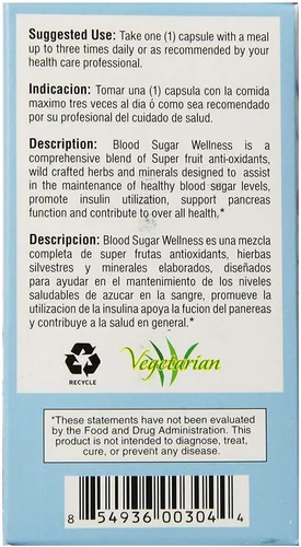 Vista 2 de Bio Nutrition - Bienestar del Azúcar en la Sangre - 60 Cápsulas Vegetarianas