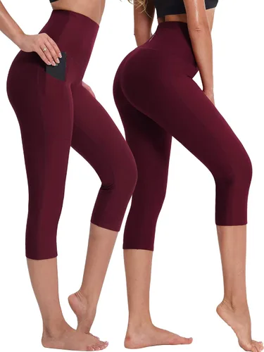 Vista 7 de NELEUS - Pantalones de yoga para mujer, con control de barriga, cintura alta, para correr, estilo capri