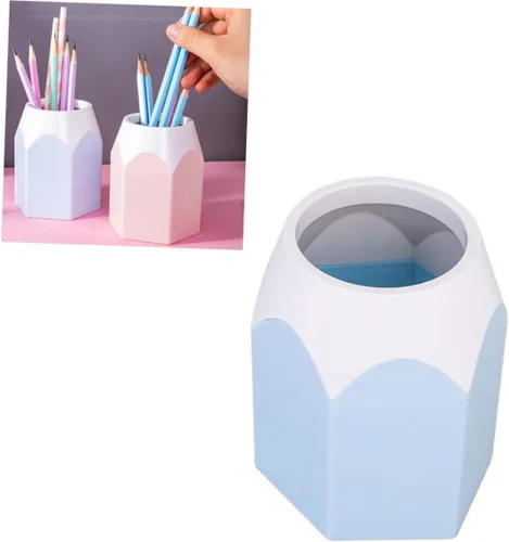 Vista 8 de Tofficu Soporte de bolígrafo de escritorio de 2 piezas para almacenamiento de brochas de maquillaje para estudiantes Bluex2 piezas