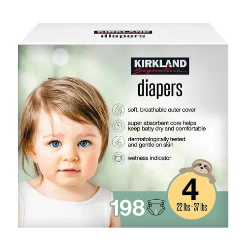 Vista 12 de Kirkland Pañales Signature talla 1 (hasta 14 libras) 192 unidades con toallitas exclusivas para la salud y el aire libre