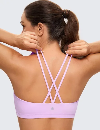 Vista 4 de CRZ YOGA Brasier para deportes de bajo impacto para mujer con tirantes sin varillas acolchado Yoga Bra Tops
