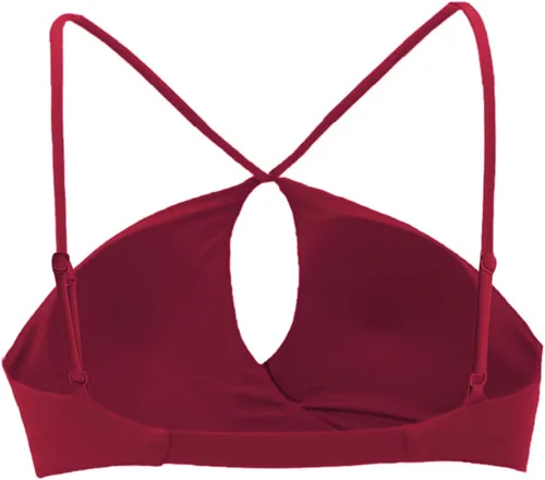 Vista 6 de Aoxjox Brasier deportivo de entrenamiento para mujer, ajustado, sin espalda, acolchado, Ariel, halter, brasier para yoga, camiseta corta sin mangas