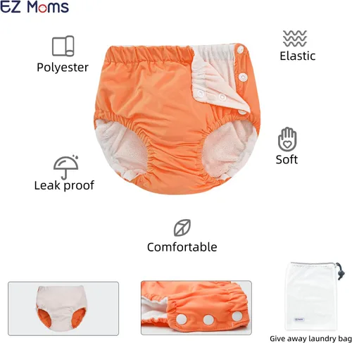 Vista 2 de EZ Moms Paquete de 2 pañales de natación reutilizables para bebés, pañales de natación suaves y sedosos, pañales de natación lavables para bebés