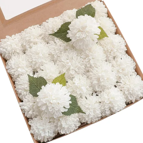 Vista 19 de Floroom Flores Artificiales de Dalia 25 piezas Rosas Falsas de Espuma Negra de Aspecto Real con Tallos para Ramos de Boda DIY Centros de Mesa
