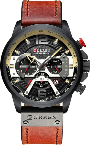 Vista 10 de FANMIS Reloj de pulsera para hombre de lujo, cronógrafo de negocios, analógico, resistente al agua, con correa de cuero