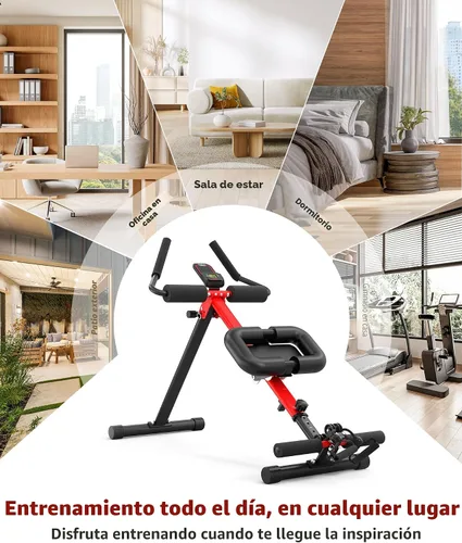Vista 9 de Yoleo Máquinas de abdominales y remo 2 en 1 para el hogar, equipo de entrenamiento de abdominales plegable, máquina de entrenamiento abdominal