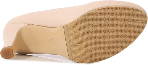 Vista 7 de DADAWEN Zapatos con tacón medio y punta redonda de cuero para mujer, estilo clásico, Mary Jane, nupcial, boda, fiesta, zapatos con bomba