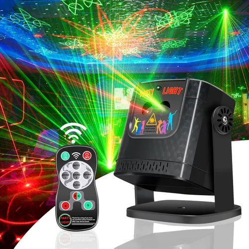 Vista 8 de Luces de fiesta de bola de discoteca 3 en 1, luz estroboscópica de DJ activada por sonido con 60 patrones, proyector LED alimentado por USB