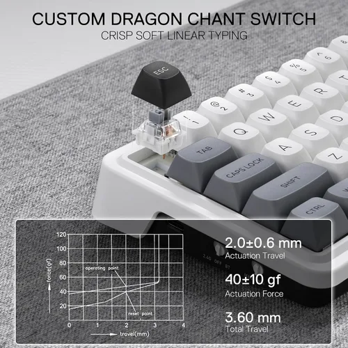 Vista 5 de Redragon K722 PRO Teclado inalámbrico 60% RGB para juegos, teclado mecánico compacto de intercambio en caliente de 61 teclas con enchufe Free-Mod