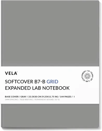 Vista 14 de Vela Sciences B7-D - Cuaderno expandido de laboratorio de tapa blanda, 9.25 x 11.75 pulgadas (9.3 x 11.8 in), 144 páginas, encuadernado permanente