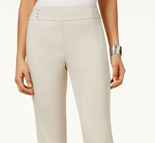 Vista 2 de JM Collection - Pantalones capri adornados para mujer, color marrón, talla XL, Beige oscuro