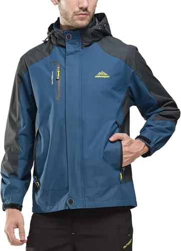 Vista 2 de JOGERBRO Chaqueta impermeable para hombre, con capucha, senderismo, pesca, resistente al viento