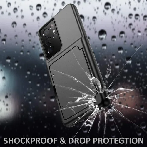 Vista 6 de WeLoveCase Funda tipo cartera para Samsung Galaxy S21 Ultra con tarjetero y espejo oculto, protector protector a prueba de golpes resistente