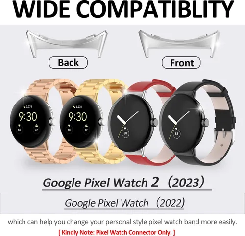 Vista 2 de Paquete de 4 conectores de correa de reloj compatibles con adaptador de reloj Google Pixel Watch 2, adaptador de conector reemplazable de metal