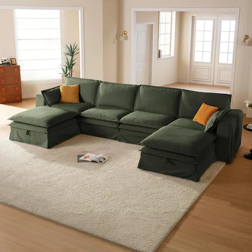 Vista 30 de Juego de sofá de 2 piezas de gran tamaño de 125 pulgadas para sala de estar, funda extraíble lavable, cómodo sofá nube de 3 plazas y sofá biplaza
