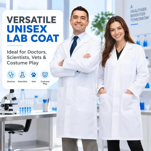 Vista 8 de Dress Up America Abrigo de laboratorio médico unisex para adultos, color blanco