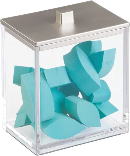 Vista 5 de MDesign Moderna encimera cuadrada de tocador de baño tarro recipiente organizador para hisopos de algodón, bolas de algodón, esponjas