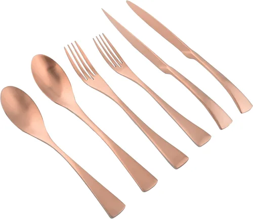 Vista 8 de Juego de cubiertos de 6 piezas para cubiertos de acero inoxidable 1,18/10, juego de cubiertos de comedor, utensilios de acabado para almuerzo