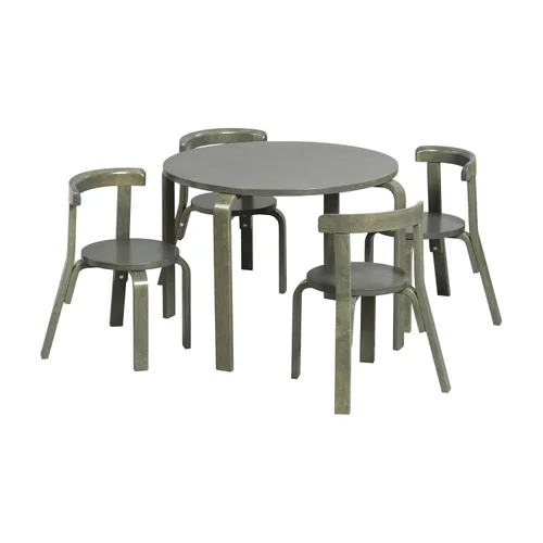 Vista 12 de ECR4Kids Juego de mesa de madera curvada y silla con respaldo curvo, muebles para niños, surtidos, 5 piezas Durable birch, GREENGUARD Gold