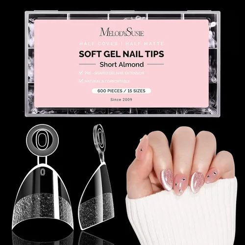 Vista 22 de MelodySusie Puntas de uñas cuadradas extralargas en X, 600 unidades, 12 tamaños, acrílico transparente, uñas a presión para extensiones de bricolaje