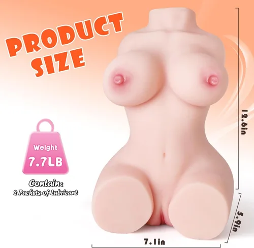Vista 5 de Torso de Muñeca Sexual Portátil de 7.7 Libras Juguetes Sexuales para Adultos para Hombres 2 Canales con Vagina y Ano Masturbador Masculino 3 en 1
